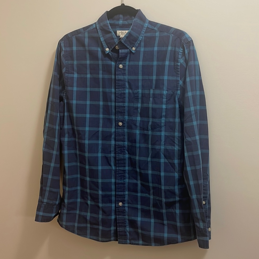 Small blue plaid button down